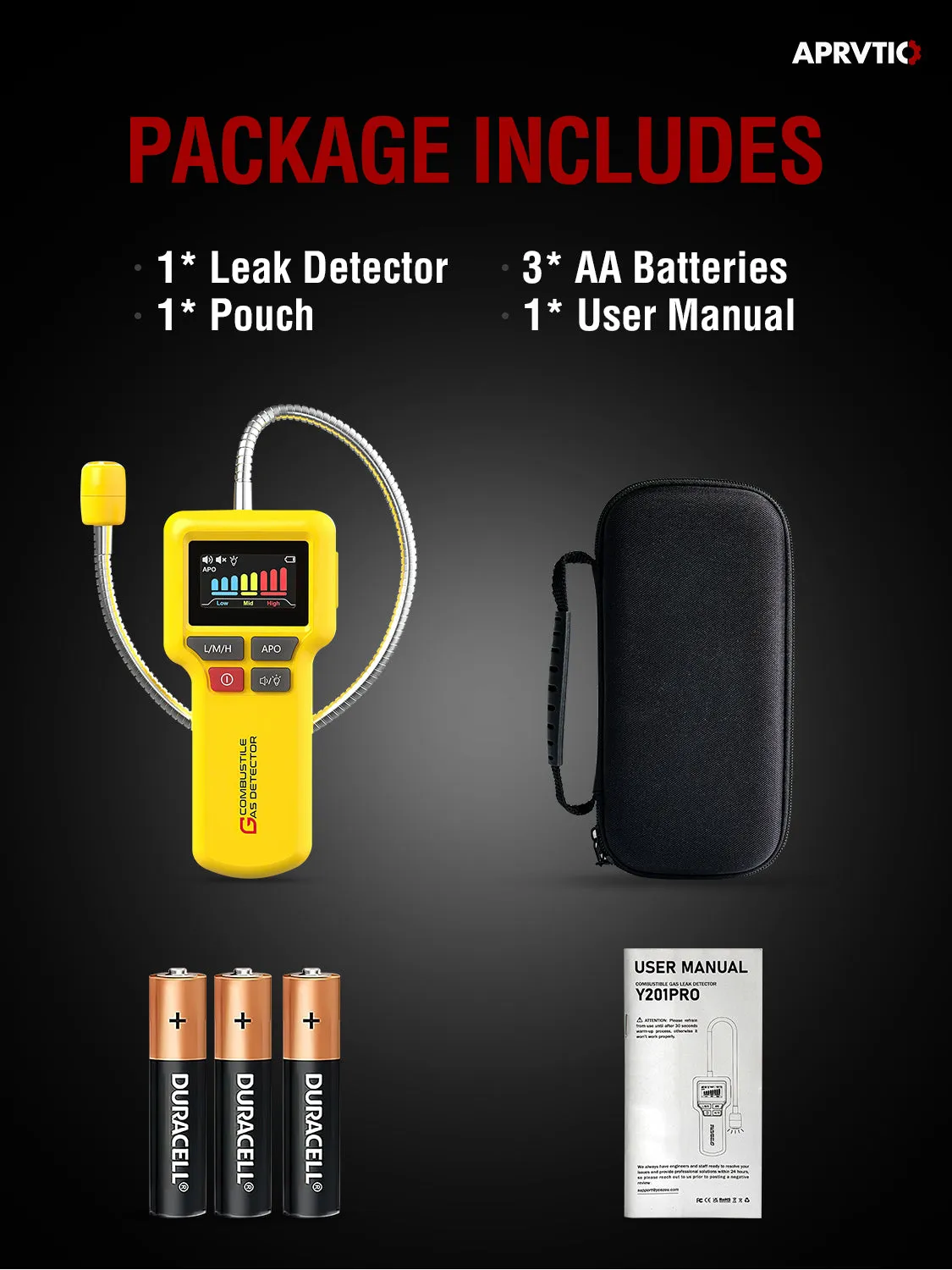 Aprvtio ALD-30 Gas Leak Detector with Audible & Visual Alarm