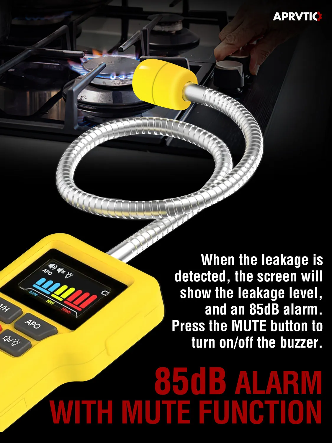 Aprvtio ALD-30 Gas Leak Detector with Audible & Visual Alarm