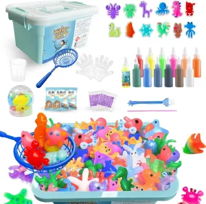 Aqua Fairy Magic Water Elf Toy Kit for Kids, Water Elf Gel Kit -13 Colors 100ml Magic Gel - 10 Molds - 10 Squishies Pets – Make Your Own Pets, Fun Squishy Maker DIY Arts & Crafts Kit
