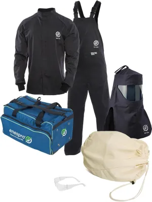 ArcGuard, CAT 4, 40 Cal Arc Flash Kit with FR Short Coat and Bib Overall, Standard Hood, Safety Glasses, and Gear Bag