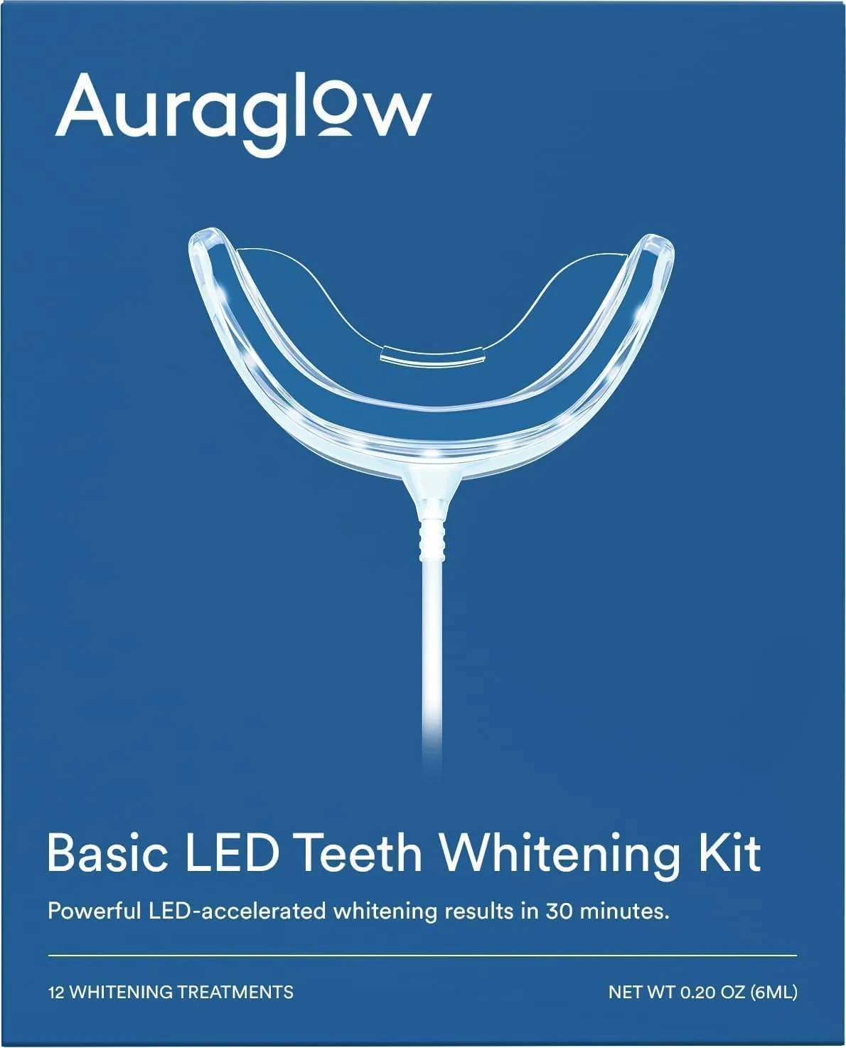 Auraglow Teeth Whitening Kit, Wired LED Accelerator Light, 35% Carbamide Peroxide Teeth Whitening Gel, 12 Whitening Treatments, Whitens up to 10 Shades in 7 Days