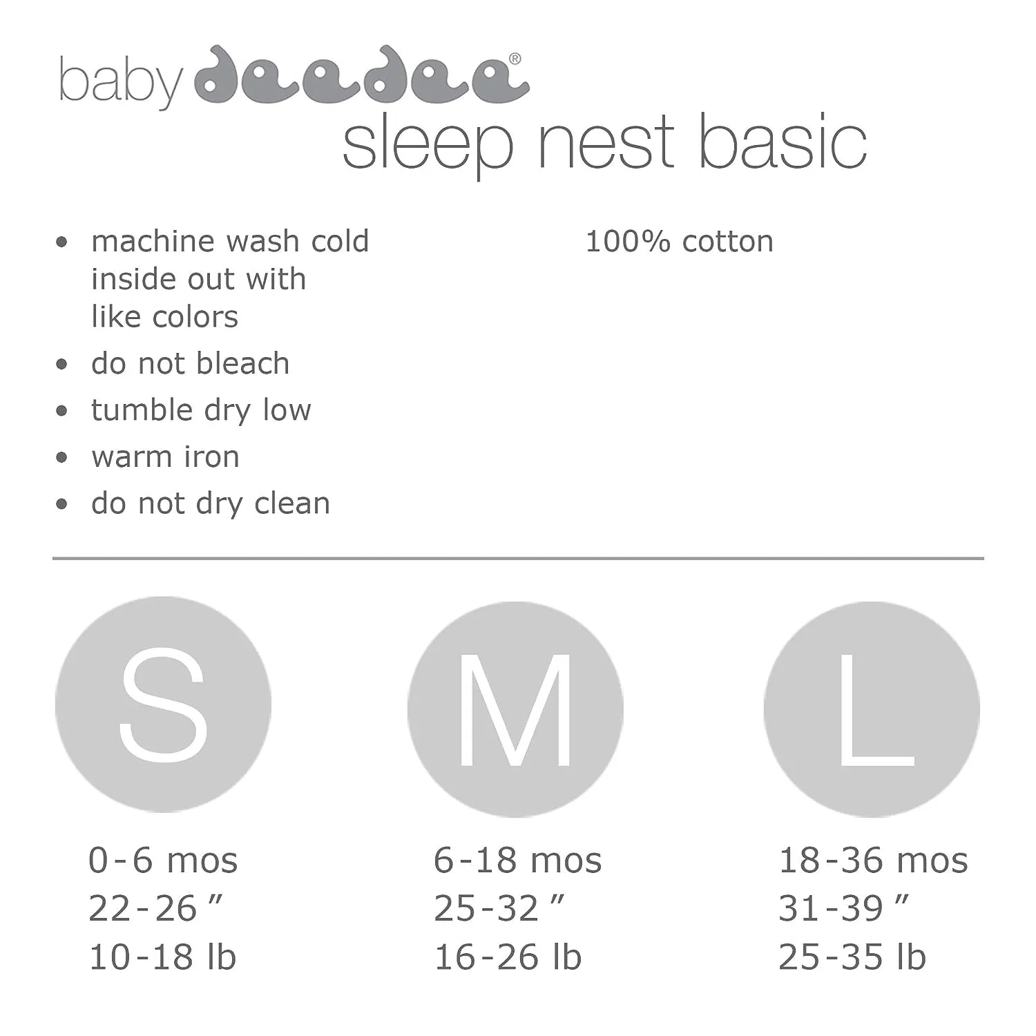 baby deedee Sleep nest Basic Cotton Baby Sleeping Bag Sack Toddler, Almond Cream, Medium (6-18 Month)