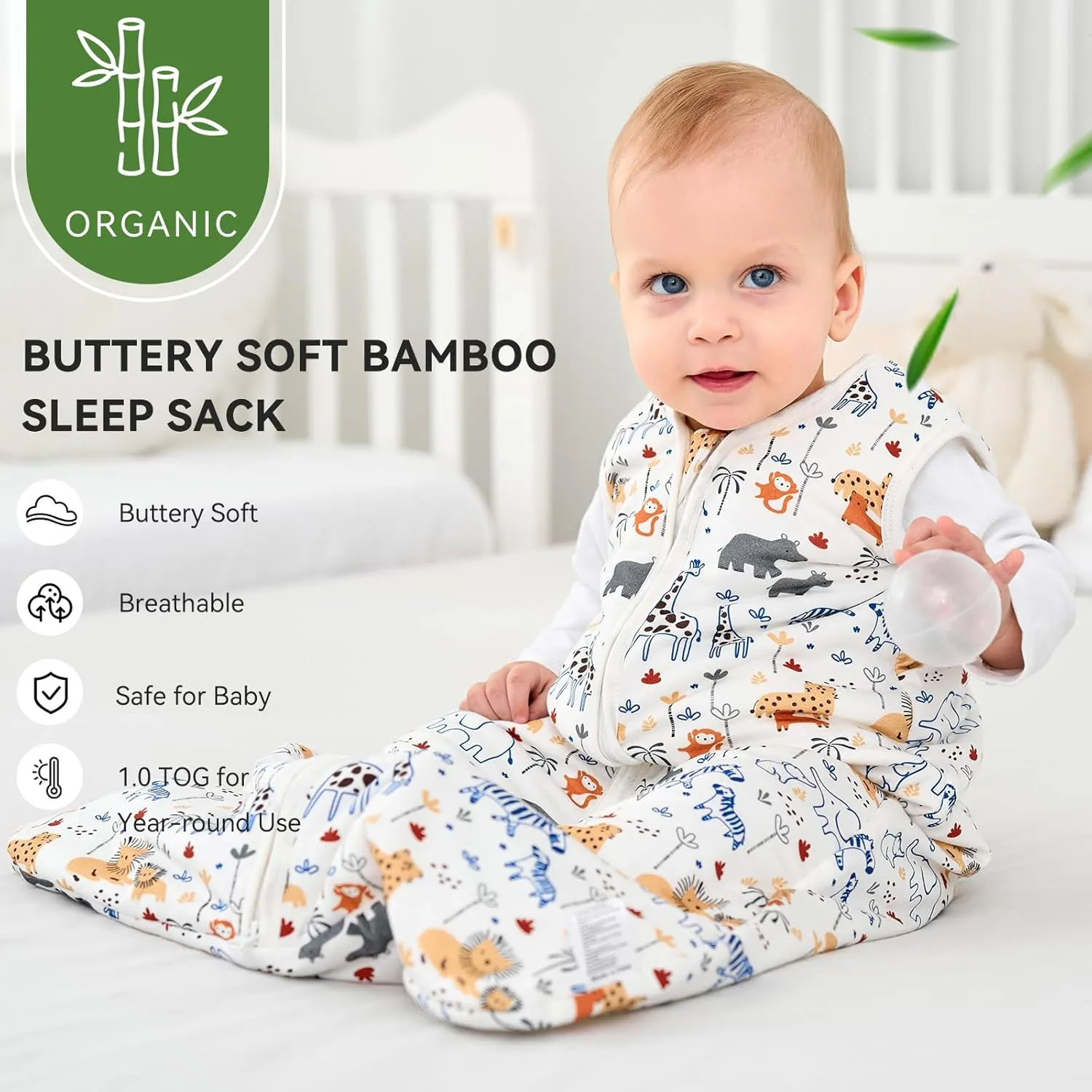 Baby Sleep Sack 0-6 Months Rayon Made From Bamboo 1.0 Tog Soft Wearable Blanket Baby Sleeping Bag for Infant Newborn 2-Way Zipper Toddler Sleep Sacks