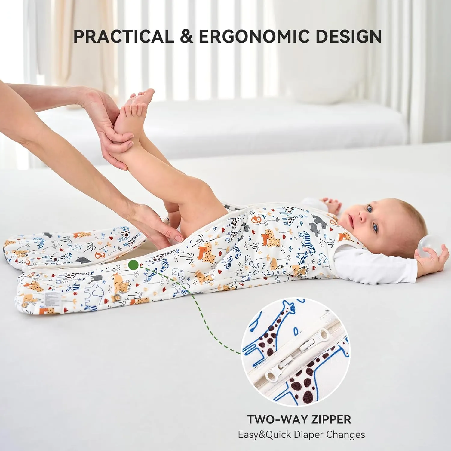 Baby Sleep Sack 0-6 Months Rayon Made From Bamboo 1.0 Tog Soft Wearable Blanket Baby Sleeping Bag for Infant Newborn 2-Way Zipper Toddler Sleep Sacks