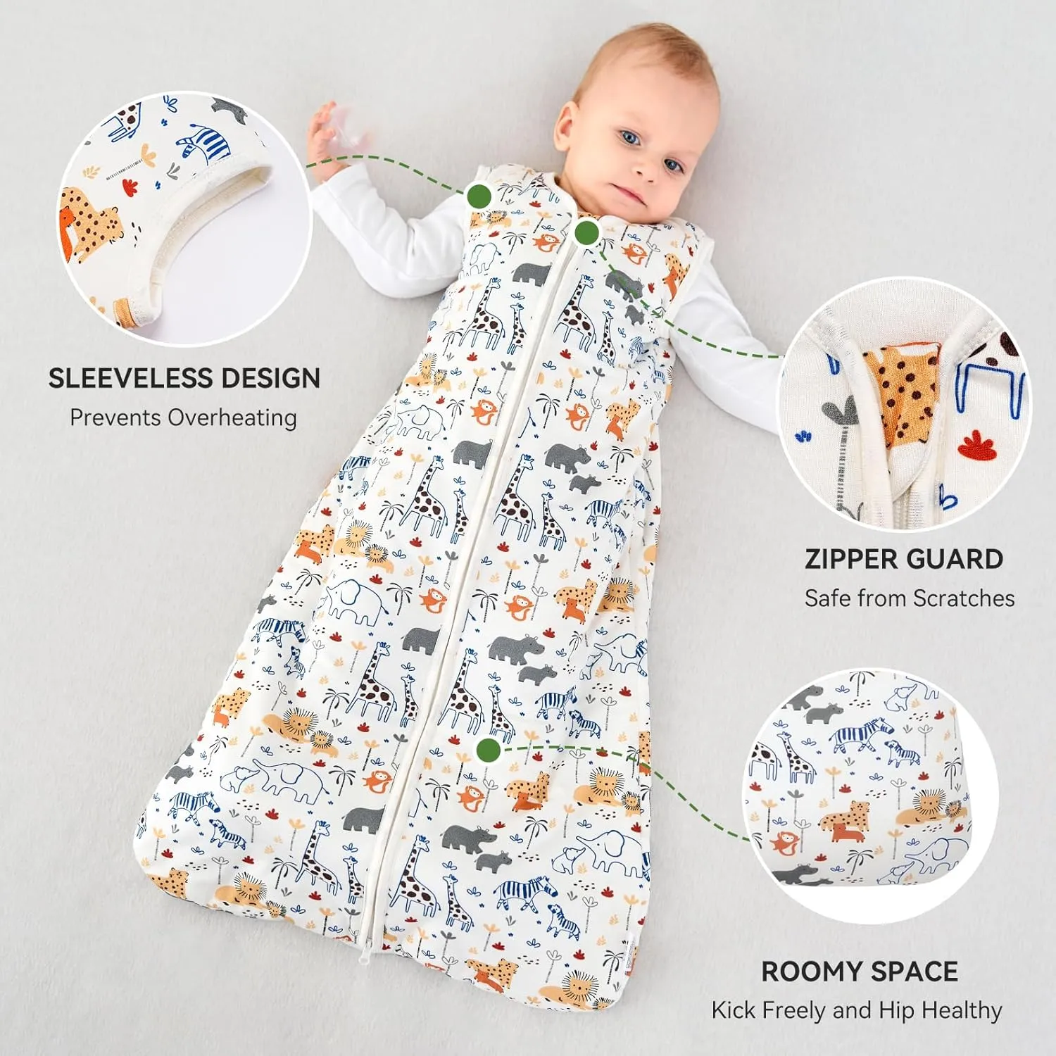 Baby Sleep Sack 0-6 Months Rayon Made From Bamboo 1.0 Tog Soft Wearable Blanket Baby Sleeping Bag for Infant Newborn 2-Way Zipper Toddler Sleep Sacks