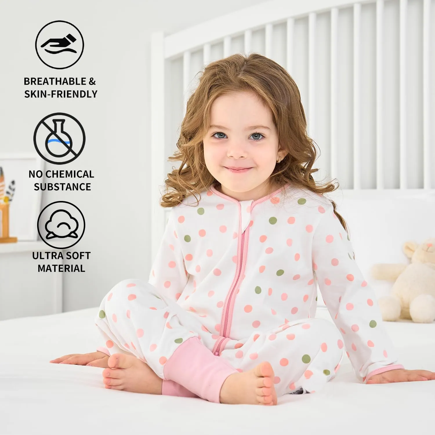 Baby Sleeping Bag with Feet, Summer Toddler Sleeping Sack with Legs Long Sleeves,Baby Wearable Blanket Sleep Sack 0.5 TOG