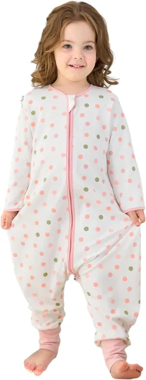 Baby Sleeping Bag with Feet, Summer Toddler Sleeping Sack with Legs Long Sleeves,Baby Wearable Blanket Sleep Sack 0.5 TOG
