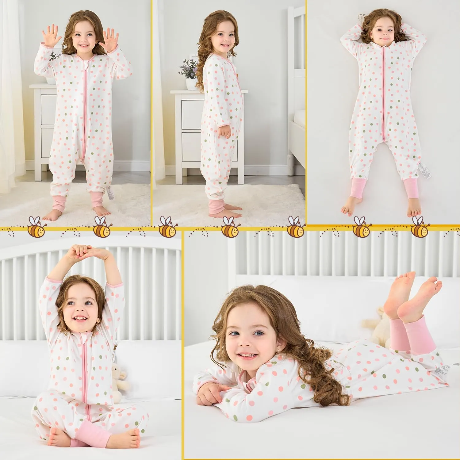 Baby Sleeping Bag with Feet, Summer Toddler Sleeping Sack with Legs Long Sleeves,Baby Wearable Blanket Sleep Sack 0.5 TOG