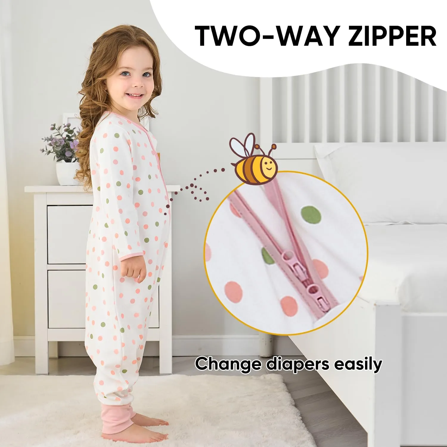 Baby Sleeping Bag with Feet, Summer Toddler Sleeping Sack with Legs Long Sleeves,Baby Wearable Blanket Sleep Sack 0.5 TOG