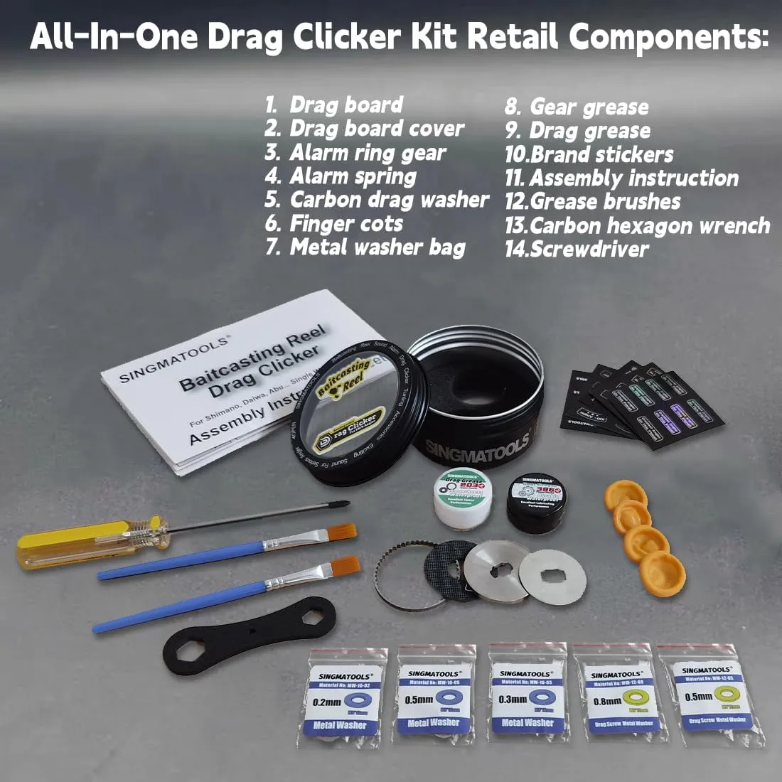 Baitcasting Reel Drag Clicker Kit for Daiwa Kastking Shimano Reel Curado, Scorp. MD, Tranx, Antares Aderbaren Tatula Zillion Alphas Tunning Upgrade Accessories