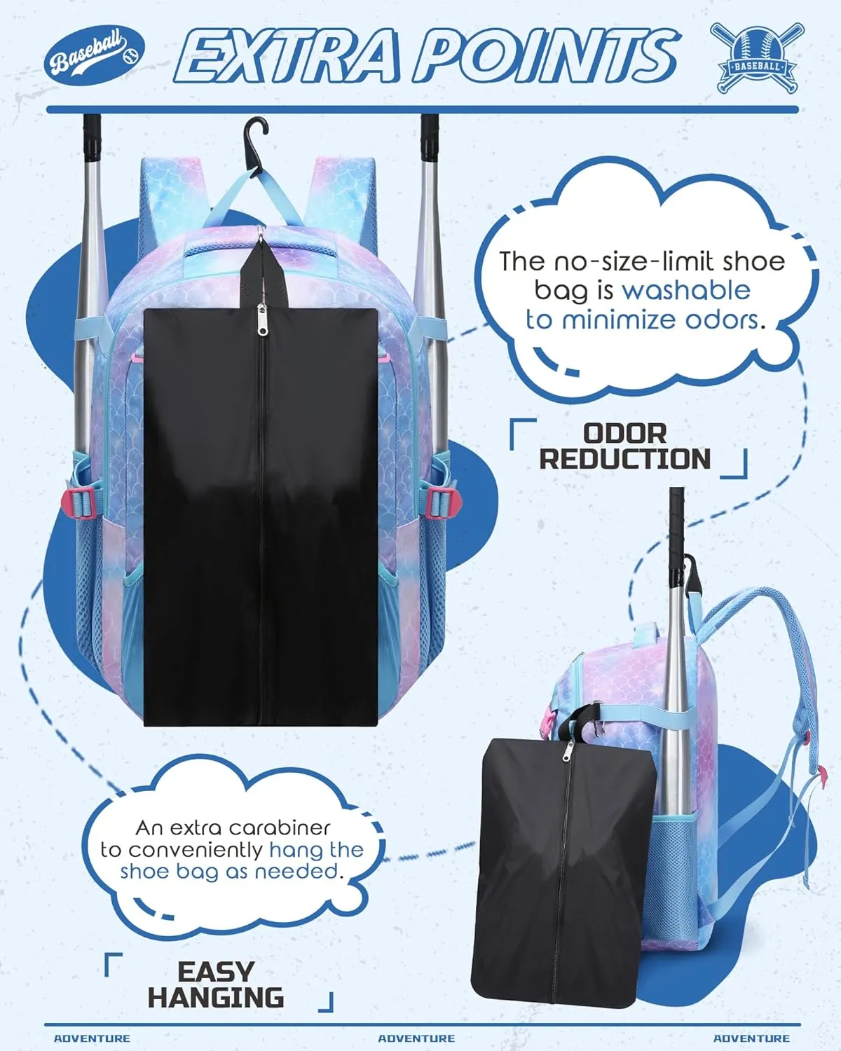 Baseball Softball Backpack for Kids Boys Girls 6-8 8-12 12-14 Large Youth Bat Bag for Gear Storage Baseball Softball Tball Equipment Back Pack with Separate Shoe Bag