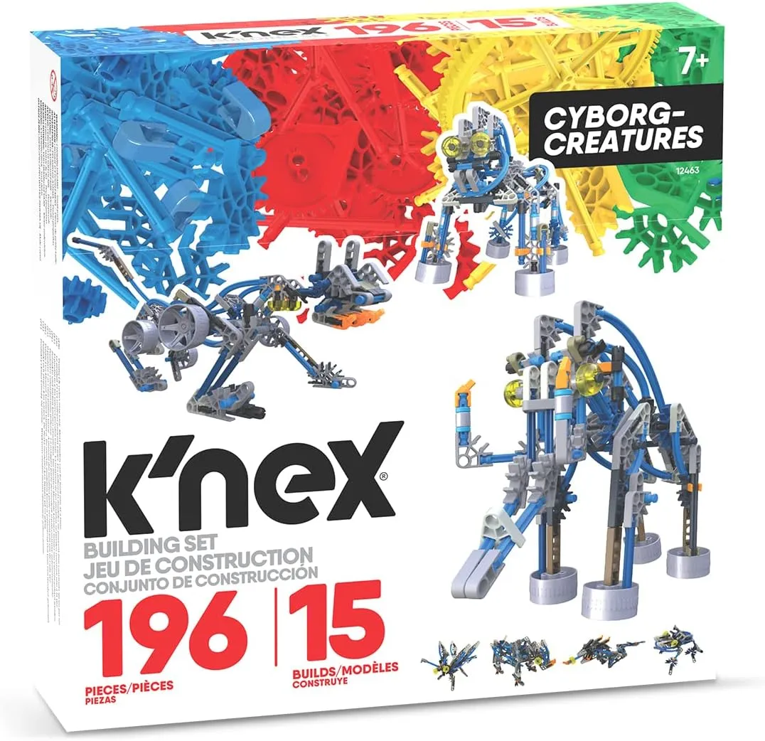 Basic Fun K'NEX | Cyborg Creatures 15 Model | Educational Toys for Boys and Girls, 196 Piece Stem Learning Kit, Engineering for Kids, Fun Colourful Construction Toys for Children Ages 8 12463