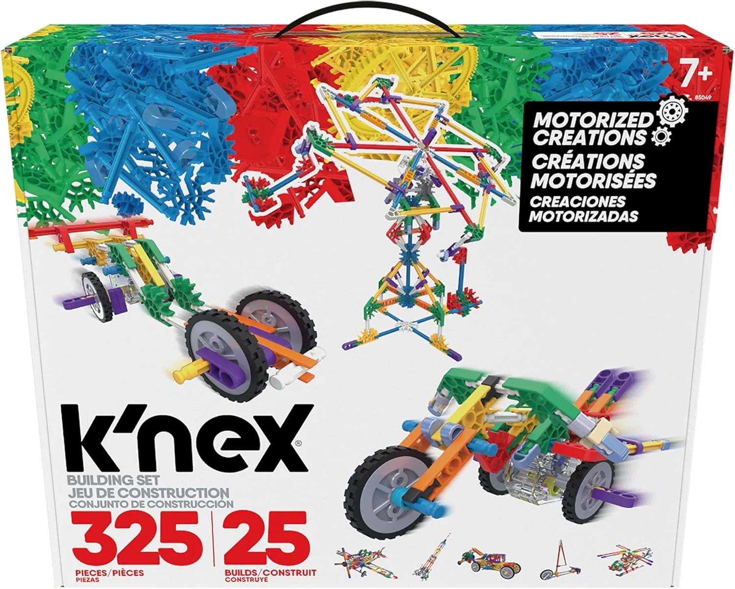 Basic Fun K'NEX | Motorised Creations Building Set | 3D Educational Toys for Kids, 325 Piece Stem Learning Kit, Engineering for Kids, 25 Model Building Construction Toy for Children Ages 7 85049