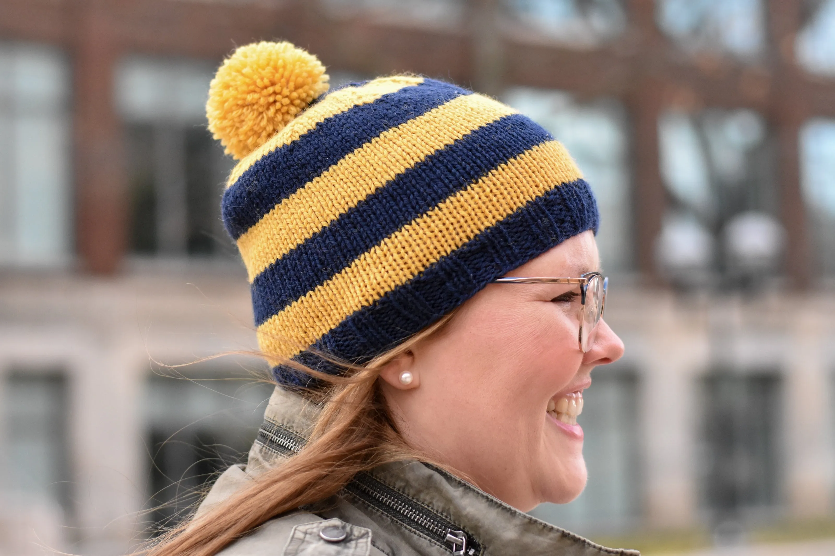 Basic Striped Beanie (Maize & Blue)