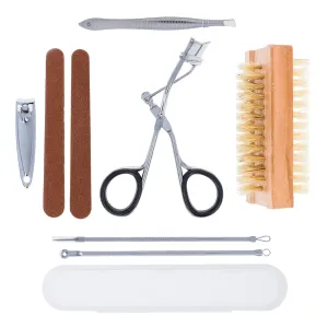 Beauty Tool Kit Nail Clipper Brush Eyelash Curler Pore Cleaner - 9pc