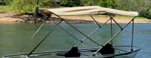 Beige 3' by 8' Canoe/Kayak Sun Shade/Canopy Bimini top Complete kit, Frame, Canopy, Hardware, Boot, Rear Support Poles