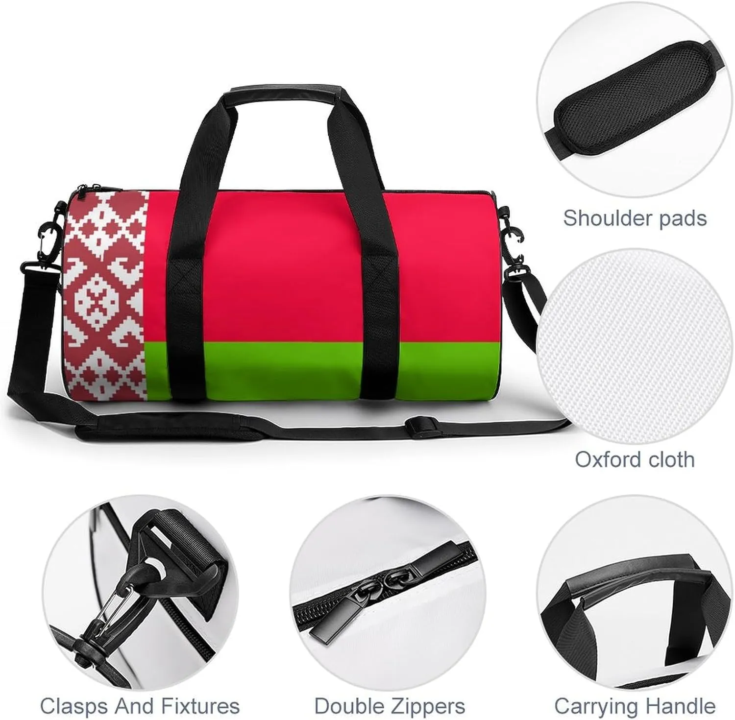Belarus Flag Sports Gym Bag for Boys Girls with Wet Pocket Travel Duffel Tote