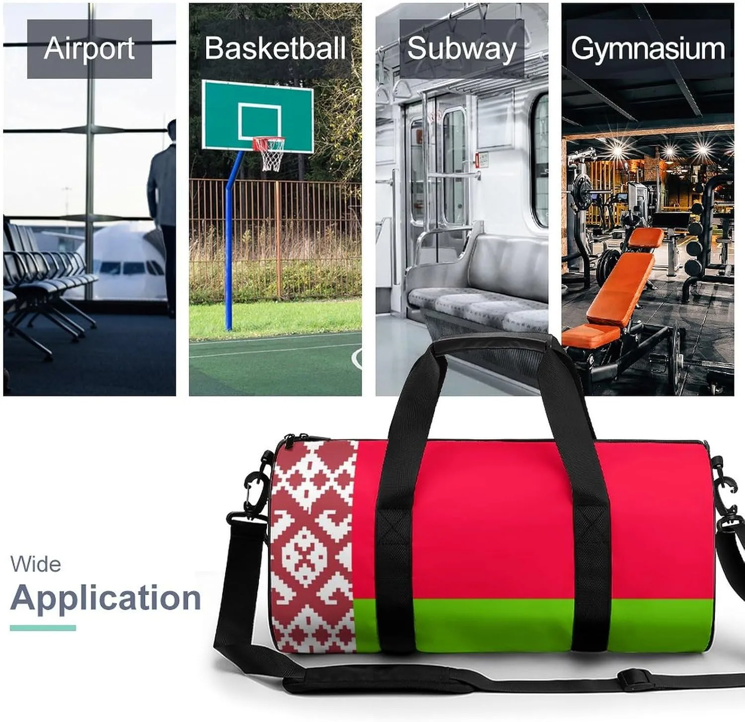 Belarus Flag Sports Gym Bag for Boys Girls with Wet Pocket Travel Duffel Tote