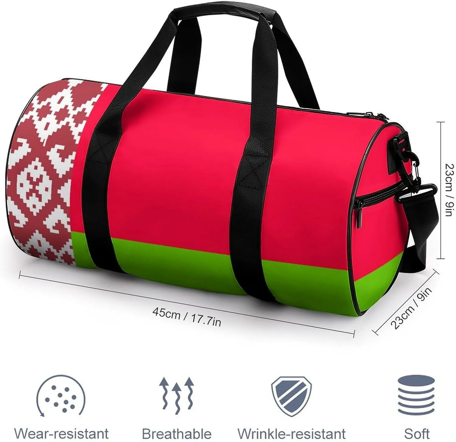 Belarus Flag Sports Gym Bag for Boys Girls with Wet Pocket Travel Duffel Tote