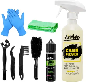 Bike Chain Cleaning Kit: Including Bicycle Chain Cleaner Degreaser, Cycling Chain Lube, Cleaner Brush Tool and Gloves Suitable for MTB Ebike Road Bike and Trail Bikes