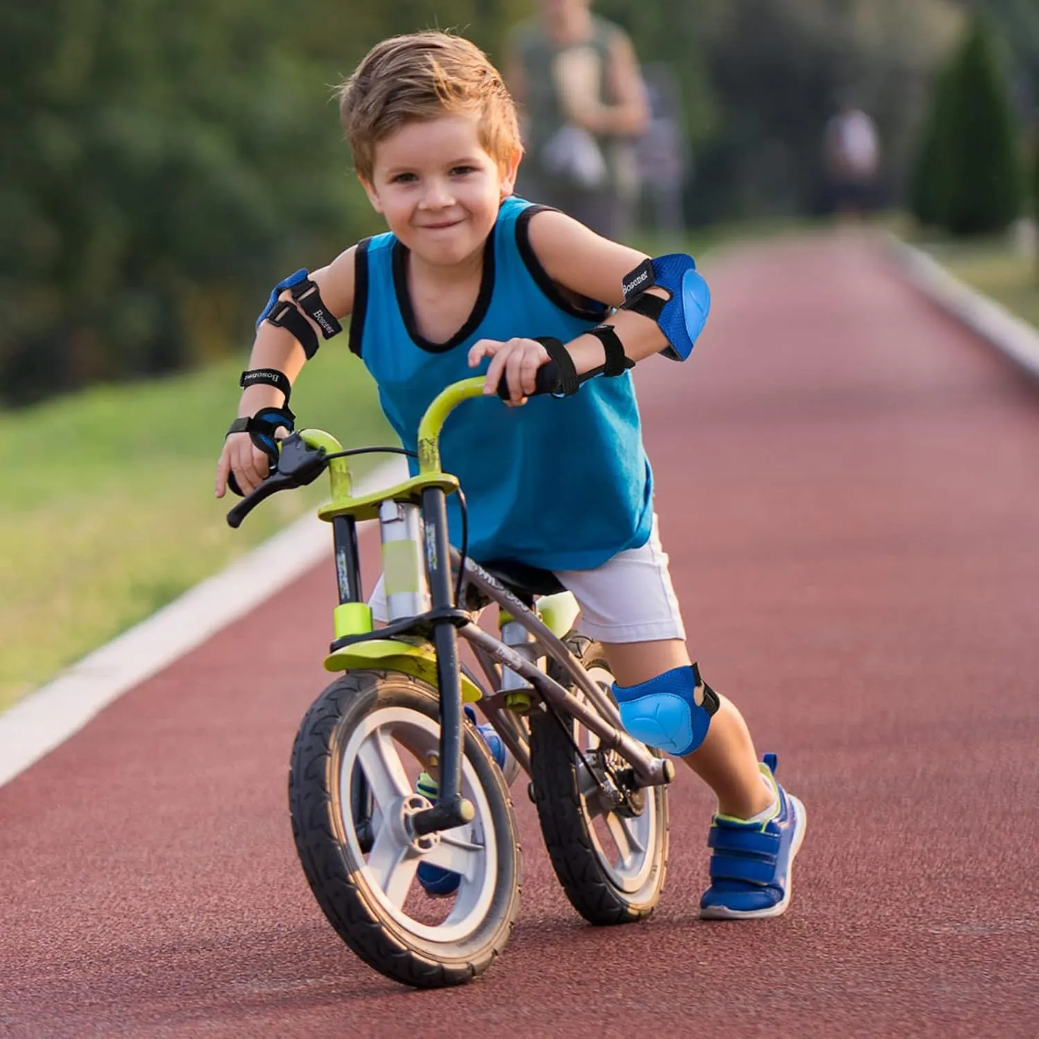 BOSONER Basic Kids Protective Gear: Kids Knee Pads and Elbow Pads with Wrist Guards Set for 3-15 Years - Design for Roller Skates, Cycling, BMX Bike, Skateboard, Inline Skating, Scooter Riding Sports