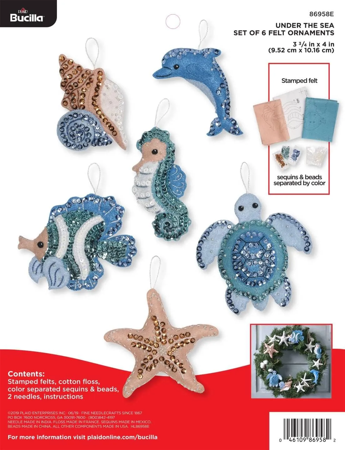 Bucilla 86958E FELT ORNAMENTS KIT UNDER SEA