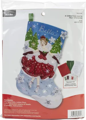 Bucilla A Christmas Skate Felt Applique Stocking Kit
