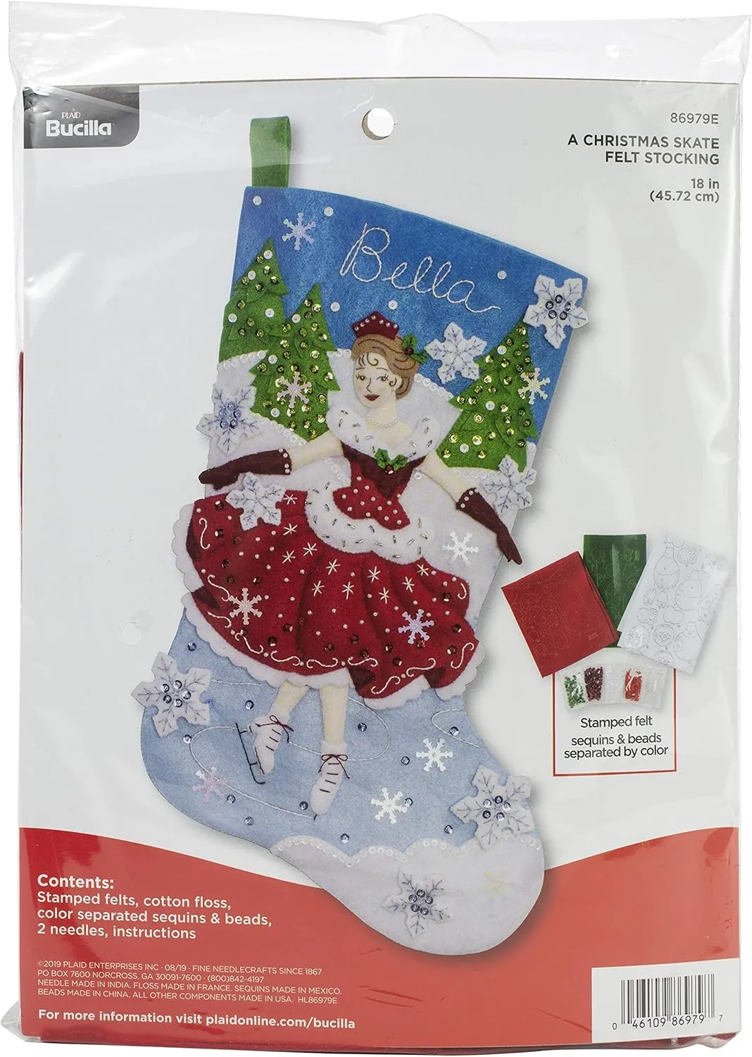 Bucilla A Christmas Skate Felt Applique Stocking Kit