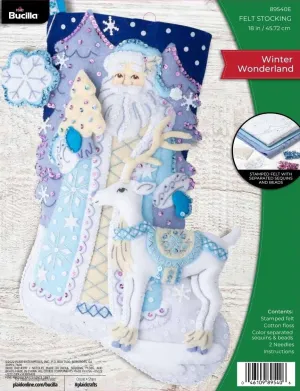 Bucilla Felt Applique 18" Stocking Making Kit, Winter Wonderland, Perfect for DIY Arts and Crafts, 89540E