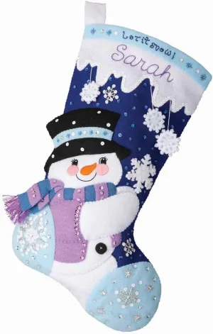 Bucilla, Let It Snow, Felt Applique 18" Stocking Making Kit, Perfect for DIY Arts and Crafts, 89584E