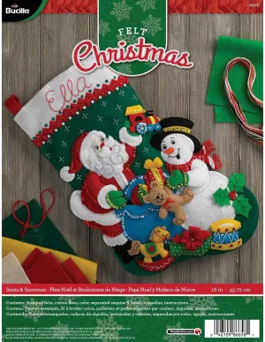 Bucilla Santa and Snowman Felt Applique Stocking Kit, 18-Inch