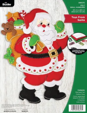 Bucilla, Toys from Santa, Felt Applique Wall Hanging Kit, Perfect for DIY Arts and Crafts, 89657E