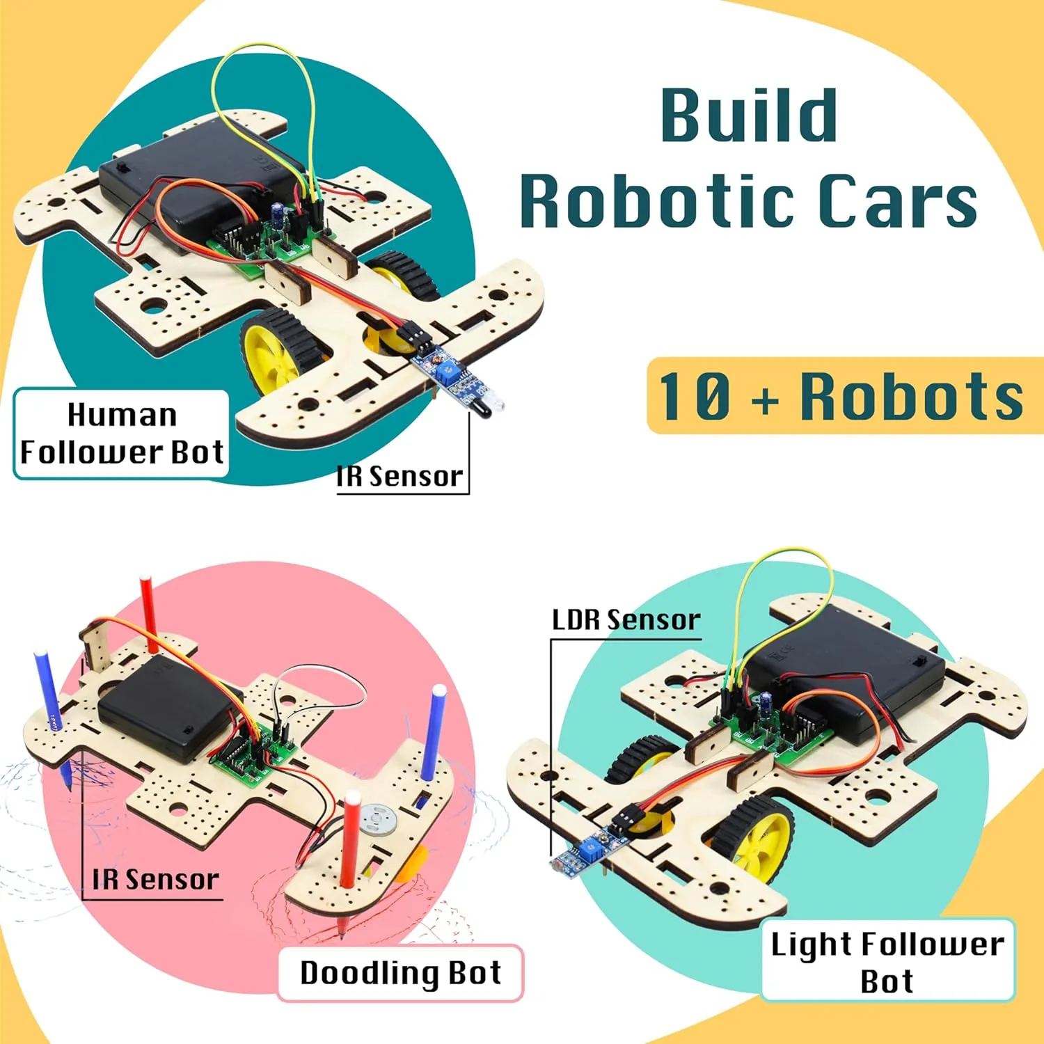 Butterfly Edufields 10in1 STEM Robotics Kit for Kids 8-14, Electronics and Engineering Circuit Board, Science Kit for Ages 12-14