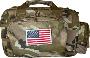 Camo Handgun Bag | 1000D Polyester Tactical Bag - with Lockable Zippers | Hook & Loop Handgrip & Padded Shoulder Strap