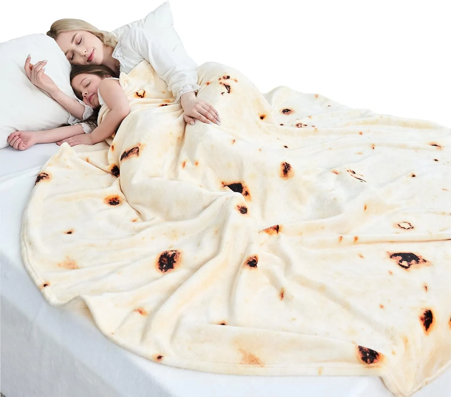 CASOFU Burritos Tortilla Throw Blanket, Double Sided Giant Flour Novelty Blankets for Your Family, 285 GSM Soft and Comfortable Flannel Taco Blanket.(Beige, 71 inches)