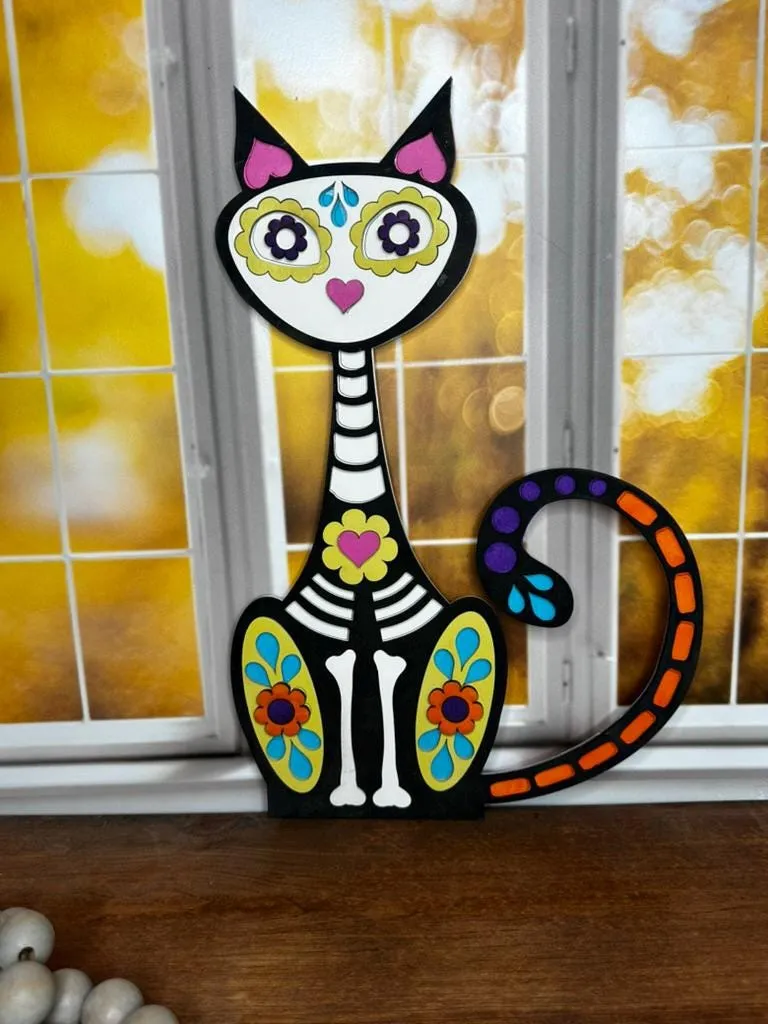 Cat Day of the Dead - Wood Blanks for Painting and Crafting