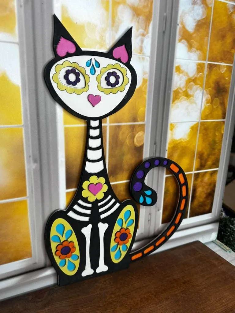 Cat Day of the Dead - Wood Blanks for Painting and Crafting