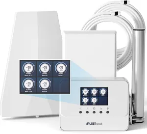 Cell Phone Booster for Home up to 5,000 Sq.Ft,Smart LCD Display,4G LTE 5G Cell Phone Signal Booster for Verizon, AT&T and All U.S. Carriers,FCC Approved 5-Band Cellular Booster