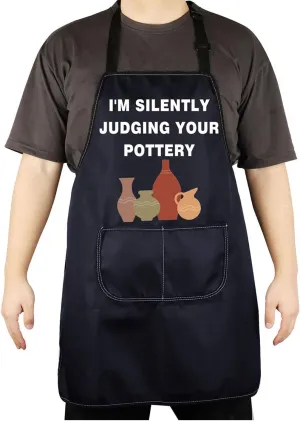 CENWA Pottery Artist Apron With Pockets Pottery Lover Gift Adjustable Cooking Apron For Pottery Teacher Student