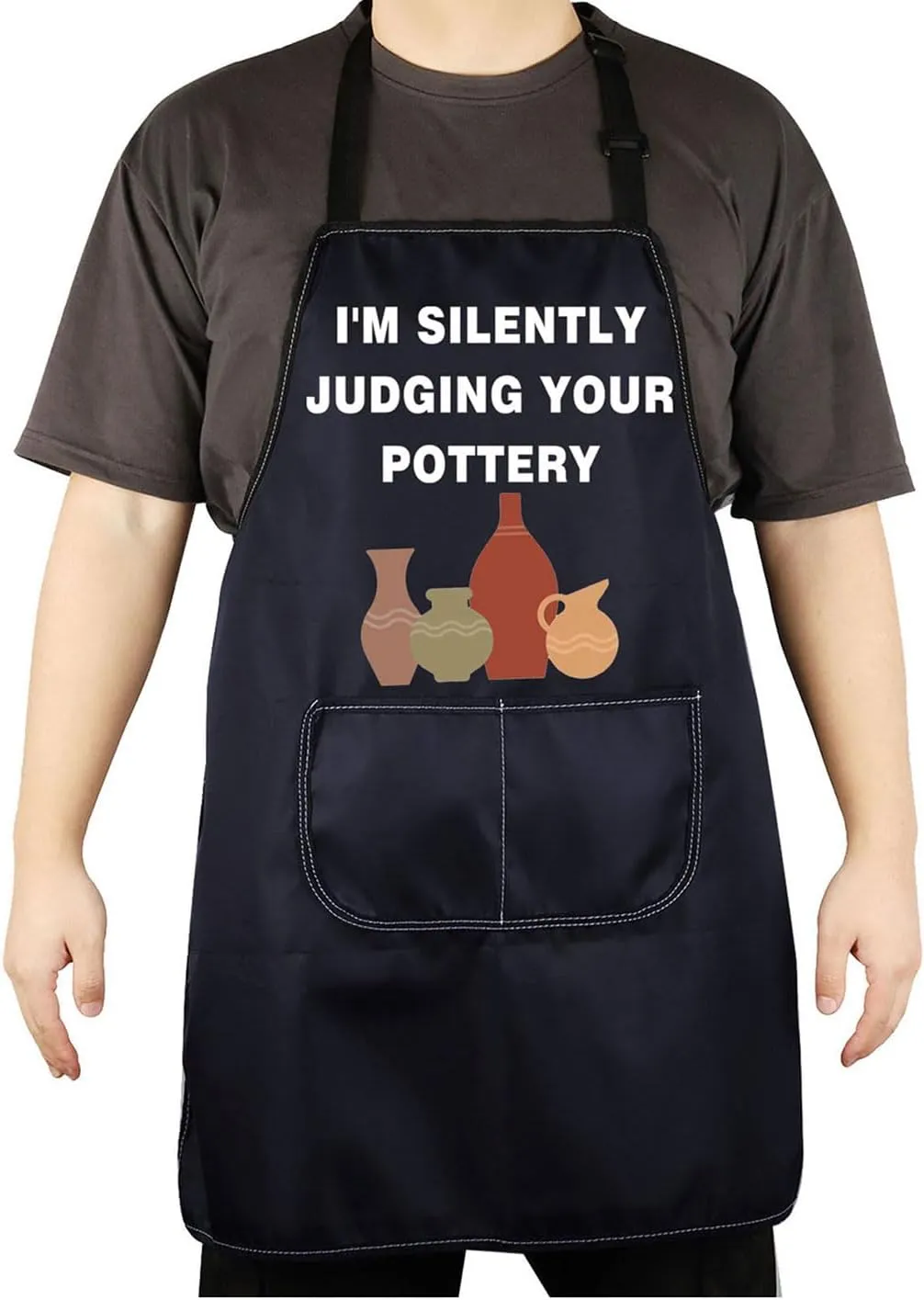 CENWA Pottery Artist Apron With Pockets Pottery Lover Gift Adjustable Cooking Apron For Pottery Teacher Student