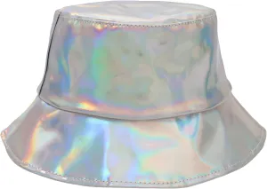 Chiclinco Unisex Holographic Bucket Hats, Metallic Bucket Hats for Women, 80 90s Party Hat Summer Cap