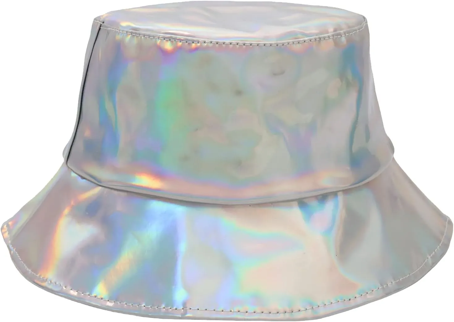 Chiclinco Unisex Holographic Bucket Hats, Metallic Bucket Hats for Women, 80 90s Party Hat Summer Cap