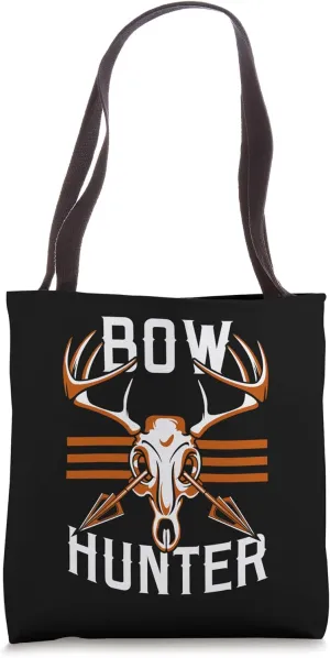 Compound Bow Hunter Retro Deer Skull and Arrows Outdoors Arc Tote Bag
