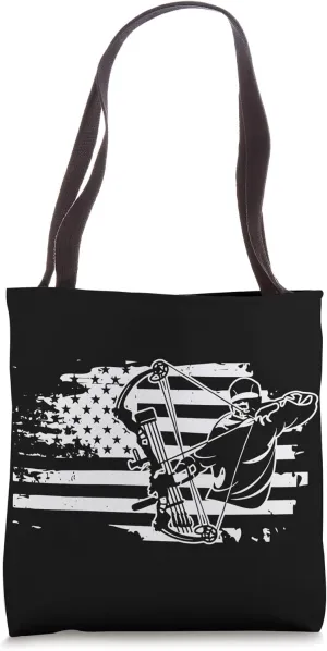 Compound Bow Hunting Gear Retro American Flag Mens Archery Tote Bag