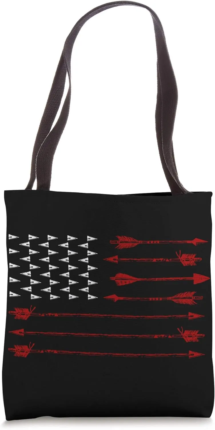 Compound Bow Hunting Vintage American Flag And Arrrows Arche Tote Bag