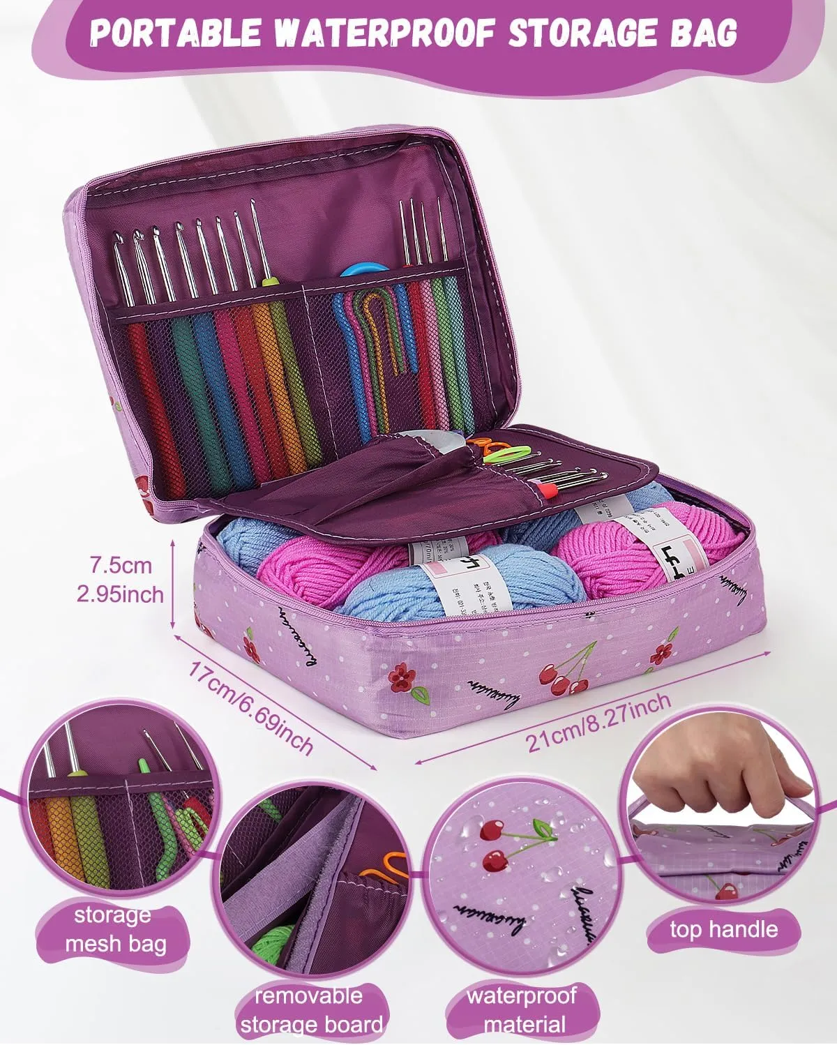 Coopay Crochet Kit for Beginners, 50PCS Crochet Starter Kit with Small Ergonomic Crochet Hooks, Crochet Storage Bag, Crochet Acrylic Yarn, Crochet Supplies - Learn to Crochet Complete Crochet Kit