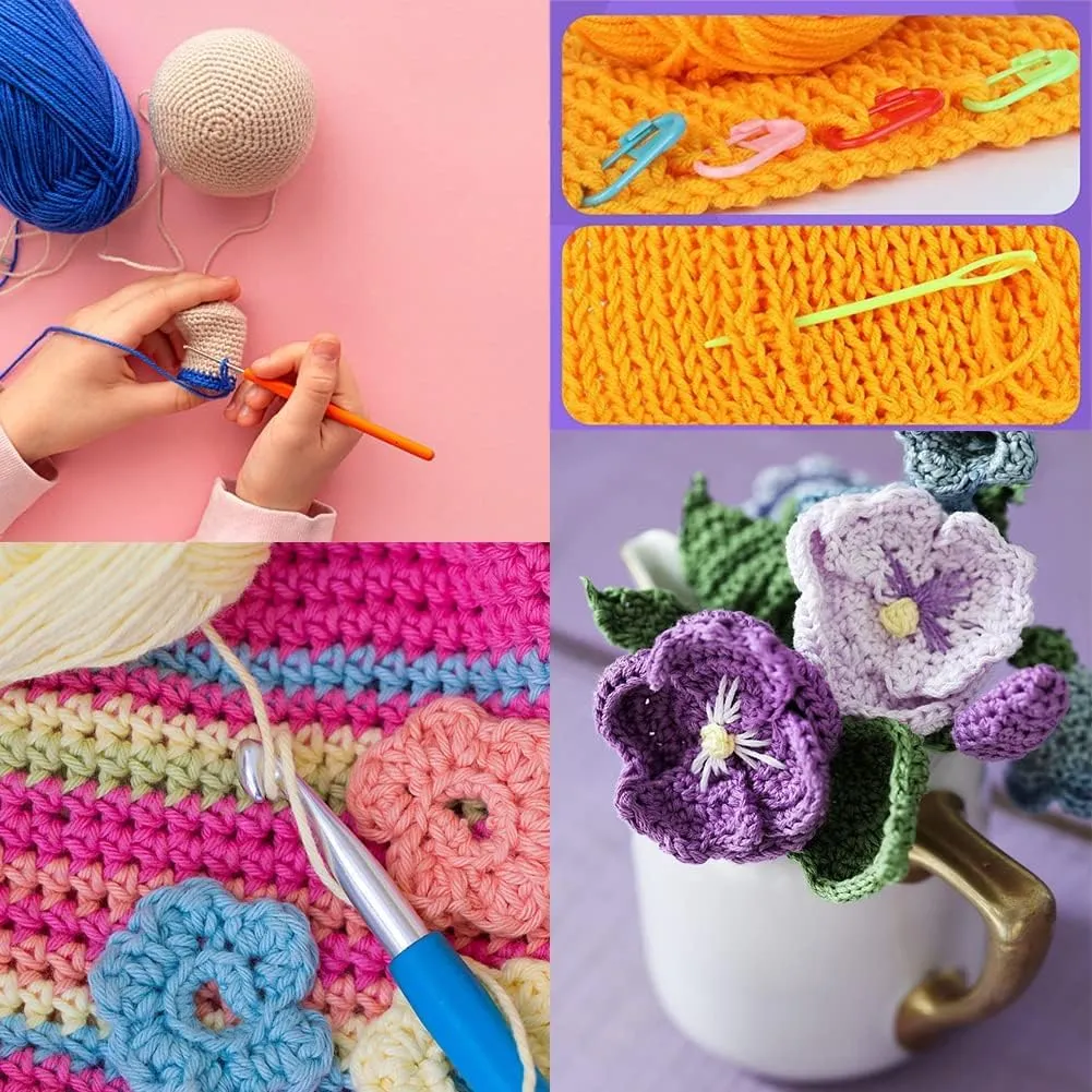 Coopay Crochet Kit for Beginners, 50PCS Crochet Starter Kit with Small Ergonomic Crochet Hooks, Crochet Storage Bag, Crochet Acrylic Yarn, Crochet Supplies - Learn to Crochet Complete Crochet Kit