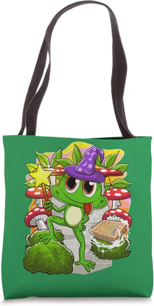 Cottagecore Wizard Frog Summoning Pizza Lover Mushroom Magic Tote Bag