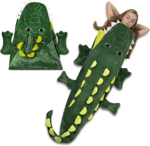 Cozy Crocodile Animal Tail Blanket for Kids Soft and Comfortable Kids Sleeping Bag Sleep Sacks Blankets for Movie Night, Sleepovers, Camping and More - Fits Boys and Girls Ages 3-13 Years