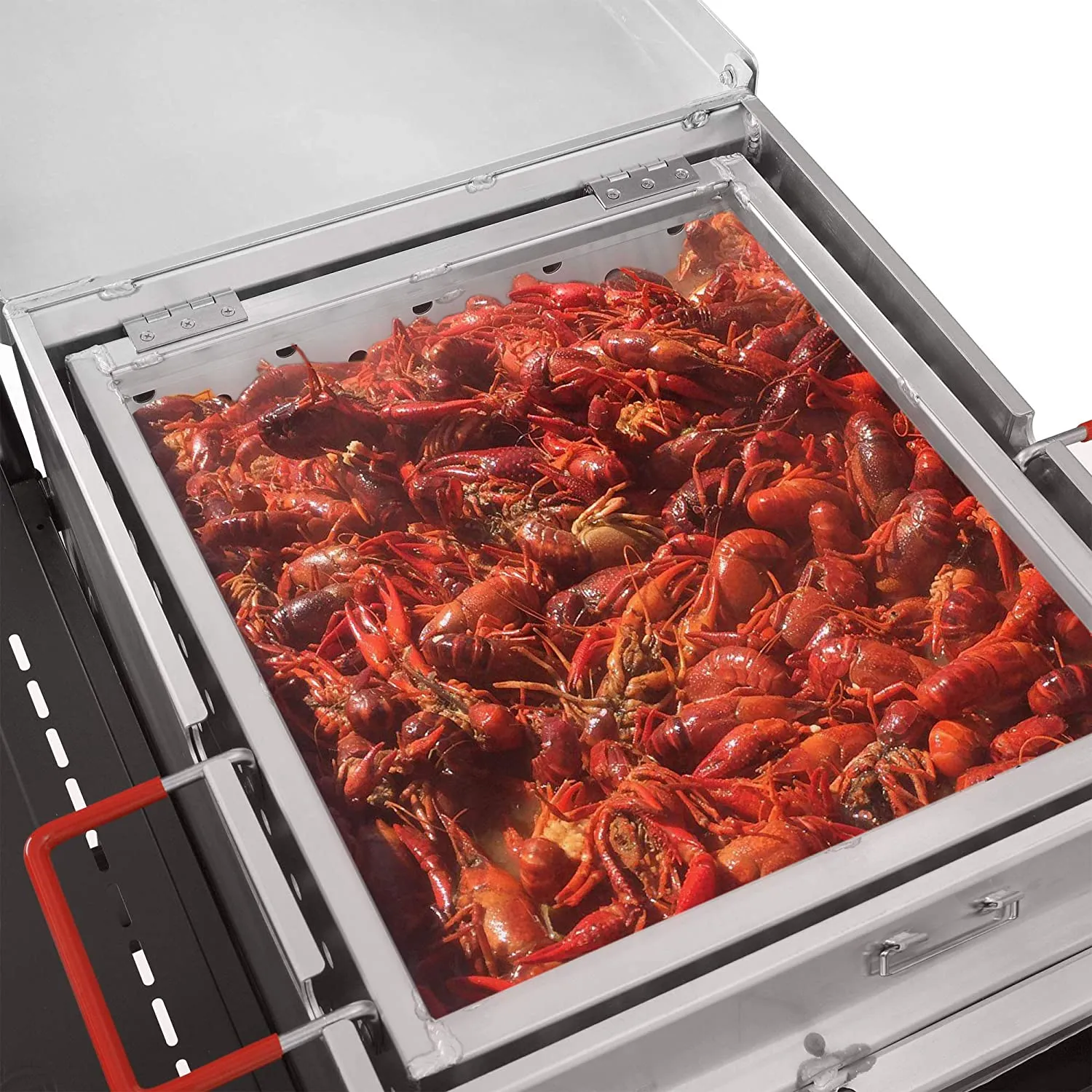 Creole Feast CFB1001A 90 qt. Crawfish Seafood Boiler, Single Sack Outdoor Stove Propane Gas Cooker with 10-psi Regulator and Folding Tank Mounting Bracket, for Crawfish Season